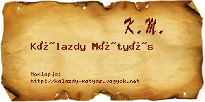 Kálazdy Mátyás névjegykártya